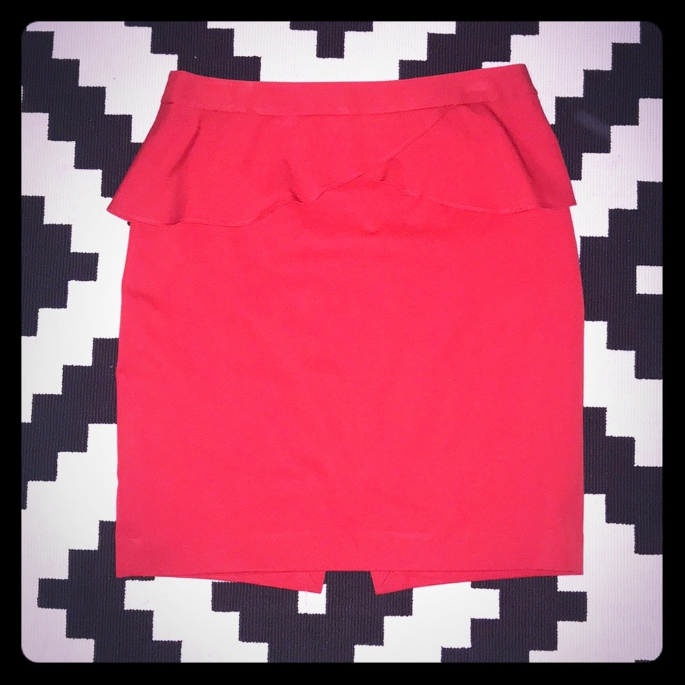 Sassy Red Peplum Pencil Skirt